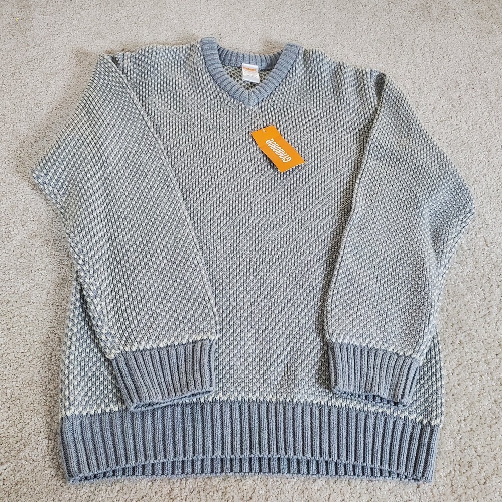 Gymboree Youth Boy's Sweater SZ L 10-12 Gray & White V-neck Long Sleeve NWTG